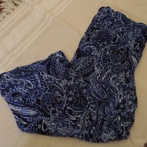 Blue Paisley Print Pants